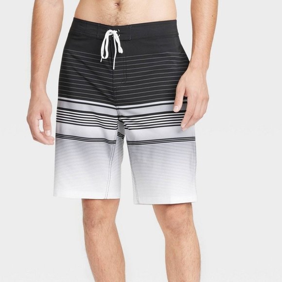 Goodfellow & Co Men's 10" Graves Striped Board Shorts, Charcoal, Size 42, NWT - Picture 1 of 6